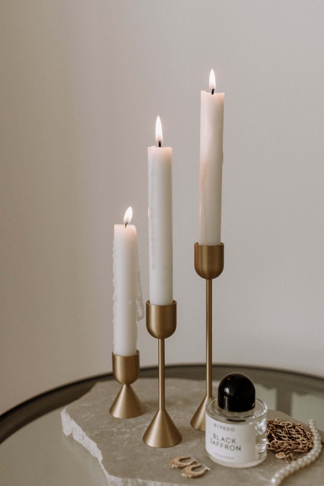 Trinity Gold Candlestick Holder Set